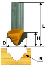 Фреза пазовая фасонная Энкор ф9,5*8 R2,4мм хв.8мм  10632